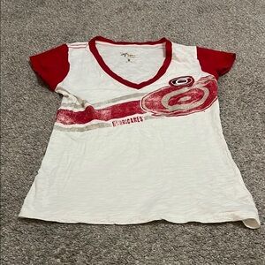 Hurricanes V-Neck Tee Red and White